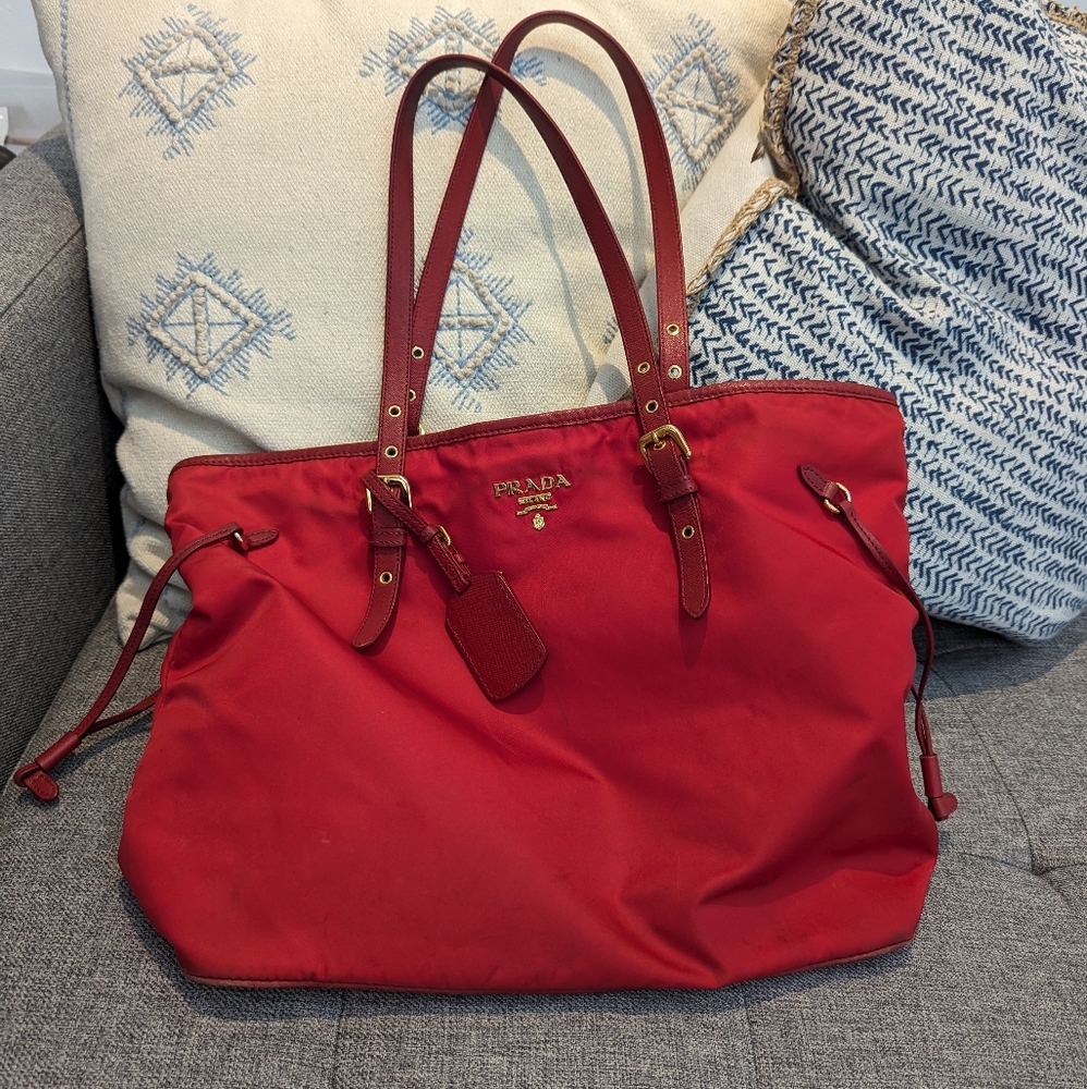 Prada Nylon Red tote Bag - perfect travel bag weatherproof and trendy